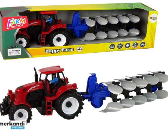 Red Tractor with Plough Farm