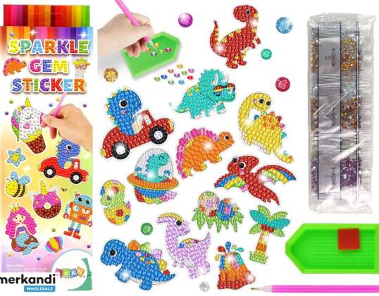 Set of Stickers Diamond Embroidery Dinosaurs Mosaic