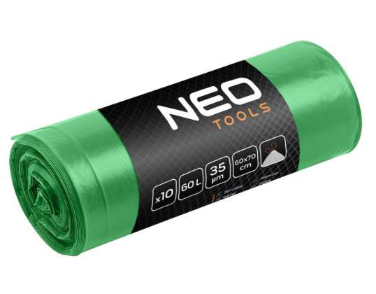 Afvalzakken 60 L, groen met tape. 35 mic.