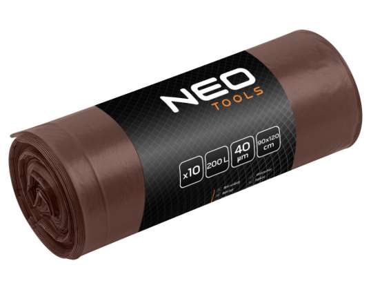 Waste bags 200 L. brown. 40 mic. 10 pcs.