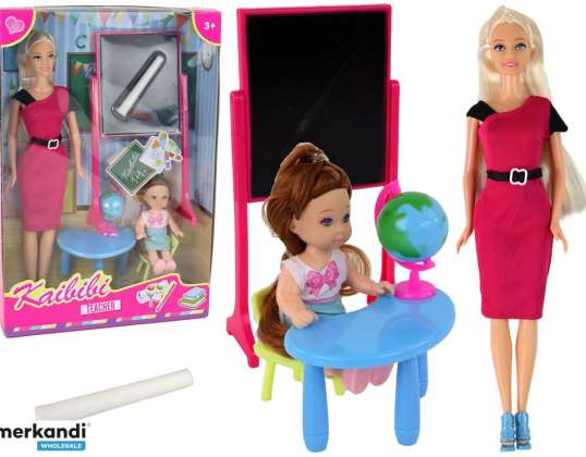 Maestra de muñecas con accesorios escolares para estudiantes