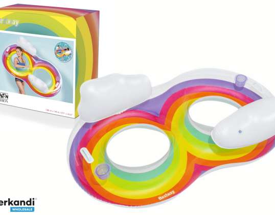 Oppblåsbar Svømmering Dobbel 186 x 116 cm Rainbow Bestway 43648