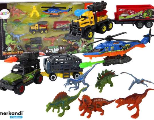 NEL 15943 Helicóptero Dinosaurios Juego de Vehículos 6 Piezas Colorido