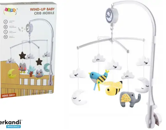 Wind-up music box carousel for children's cot