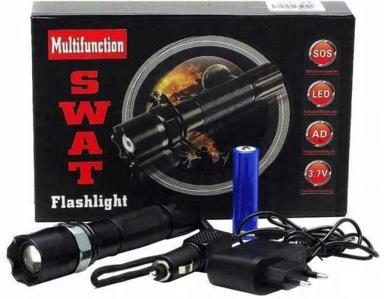 TAKTIK LED POLIS EL FENERI SETI ŞARJ EDILEBILIR LED POLIS LED EL FENERI 800M + KAPLAMA
