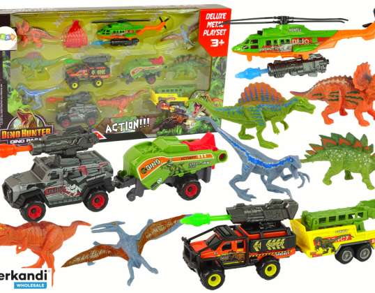 Hubschrauber Dinosaurier Fahrzeug Set 6-teilig bunt