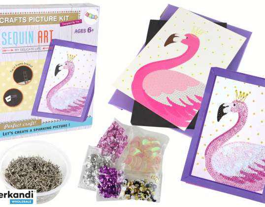 Creative DIY Set Sequins Pins Flamingo Frame