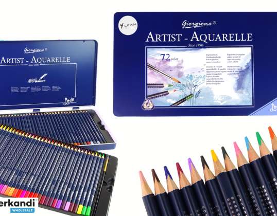 Set mit 72 Aquarell-Buntstiften Metallbehälter