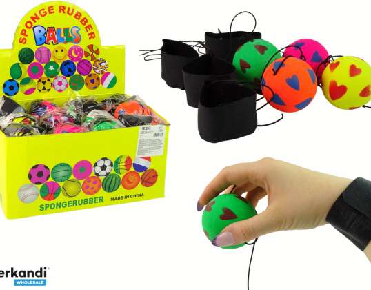 PU Ball mit Gummizug 6 cm 4 Farben Herzen