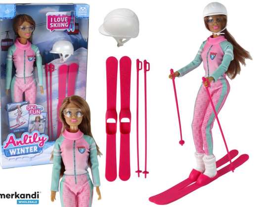 Anlily Doll Skier Ski Set Skis