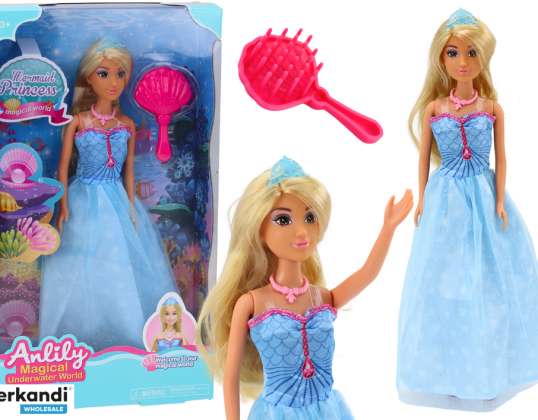 Anlily Puppe Meerjungfrau Prinzessin Blaues Kleid Pinsel
