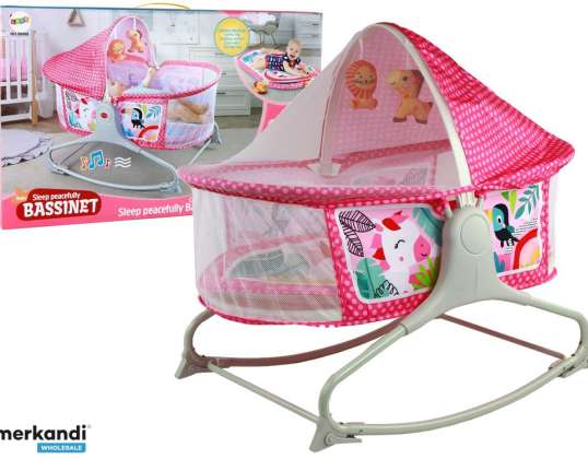 Multifunktionale Kinderbettwippe 2in1 Babymatte Sounds Vibrations Pink