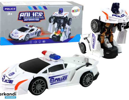 Auto Roboter Polizei Weiß 2in1 Verwandlung
