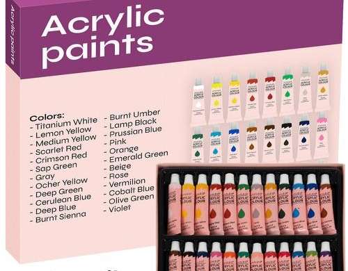 Peintures acryliques 24pcs. 12ml. Maaleo 20363