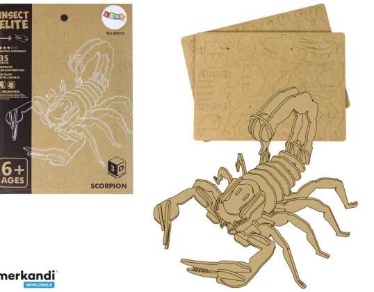 Drewniane Puzzle Przestrzenne 3D Skorpion Składanka Edukacyjna 35 Elementów