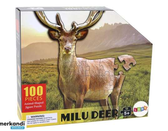 Puslespill 100 brikker Hjort Skog Dyr Tema