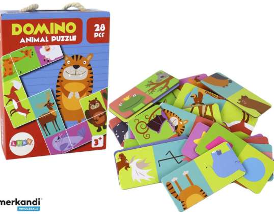 Jeu de logique Puzzle double face Domino Animals 10cm x 5cm 28 pcs.