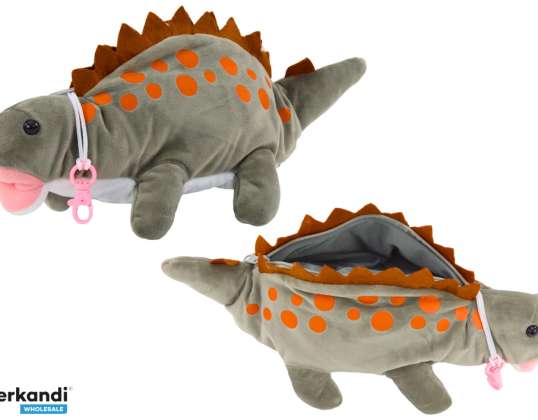 Peluş Dinozor Kalem Kutusu Saklama Kutusu Kolye Gri