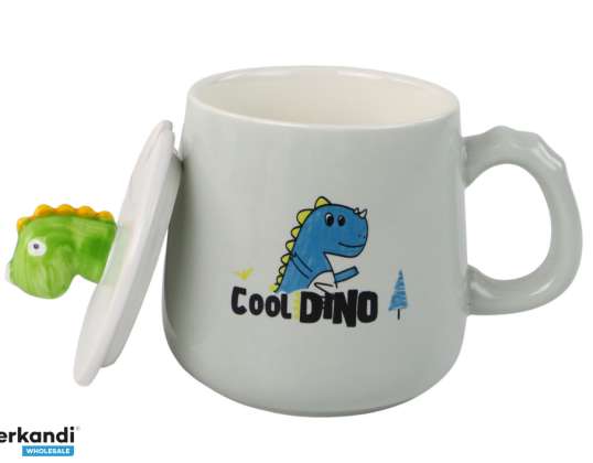 Keramisk dinosaurkrus Blått lokk skje 350ml