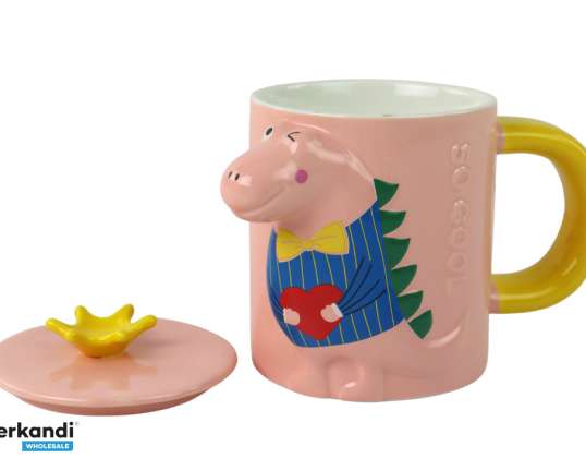 Muki kannella dinosaurus vaaleanpunainen dinosaurus 400 ml