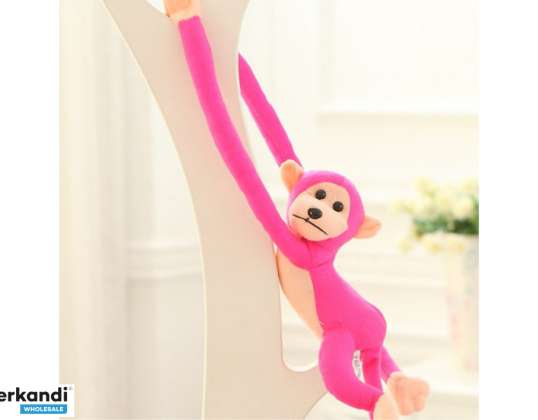 Mørk rosa plysj ape-maskot med lyd 80 cm