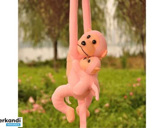 Apepeplysj med barnemaskot rosa 90 cm