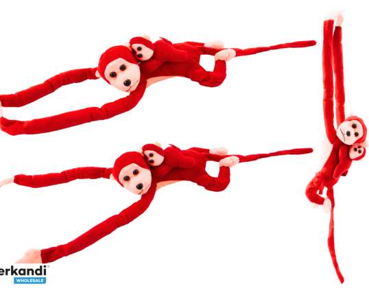 Pluche mascotte aap met baby rood 90 cm