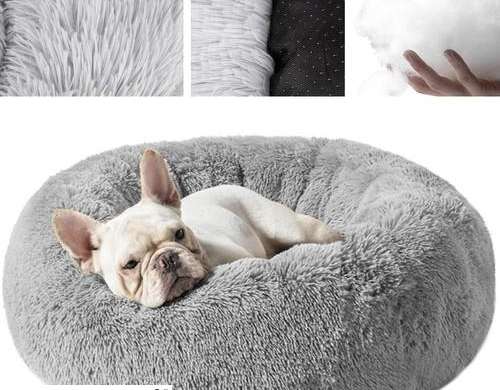 Cama felpuda cinza para cães 22759