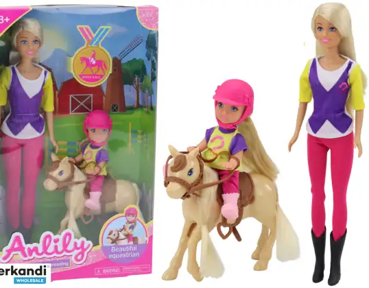 Anlily Puppe mit Baby und Pony Set Pferdehof