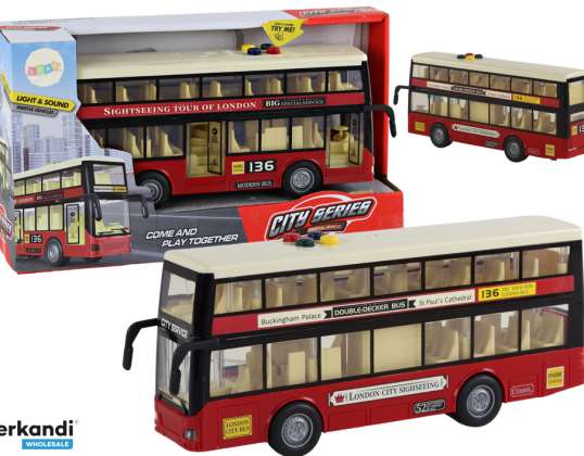 City Double Decker Bus Lights Sounds Red 1:16