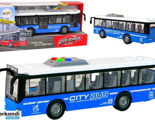Autobus a batteria, luci, suoni, frizione, blu, 1:16