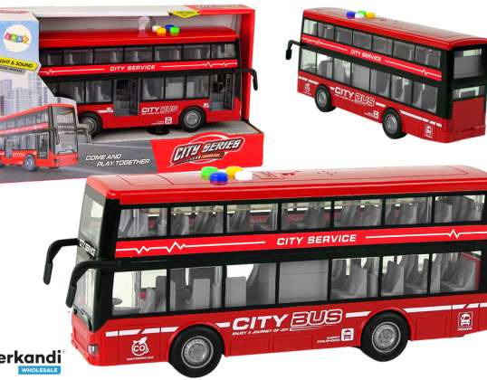 Battery operated double-decker bus lights sounds Frictional drive red 1:16