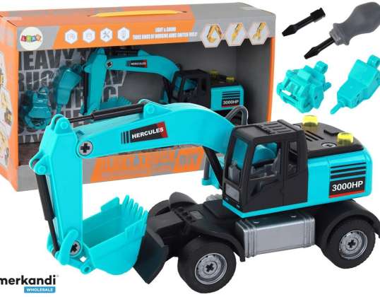 Bagger Kit DIY Blau Baufahrzeug Bohrgerät Greifer