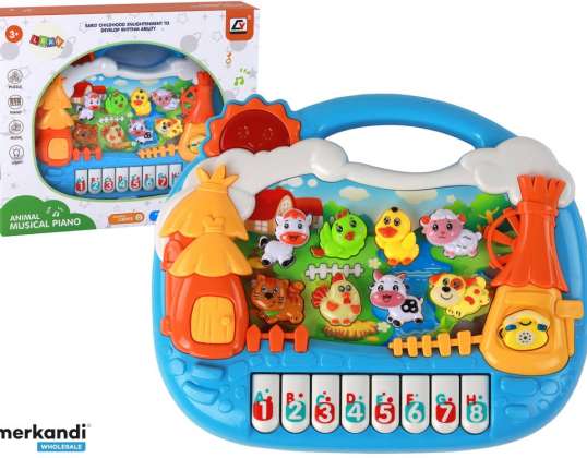 Pianoforte Pannello Didattico Apprendimento Villaggio Inglese Tema Animali