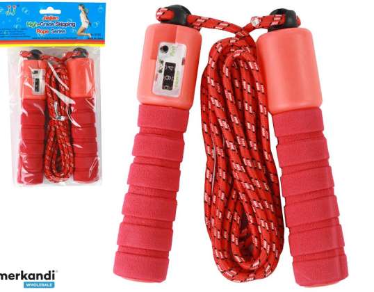 Cuerda para saltar roja con contador de 275 cm, ajuste fitness