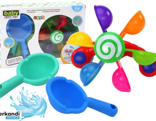 Giocattolo da bagno girevole ciotole colorate due cucchiai