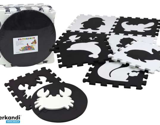 Soft Puzzle Mat Contrasting Educational EVA Foam Black & White 19 pcs.