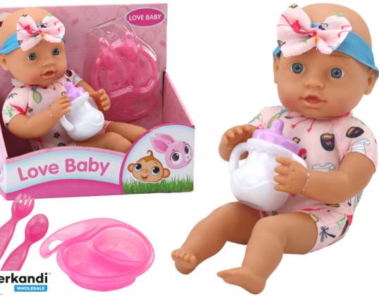 Poupée bébé flamant rose robe bandeau accessoires d’alimentation