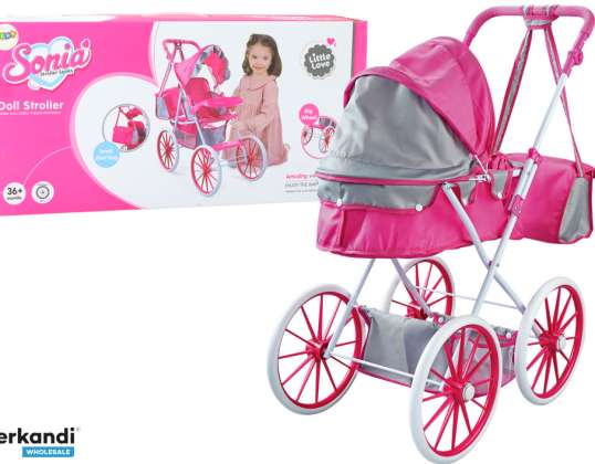 Poupée Poussette Sac En Métal Grandes Roues Rose