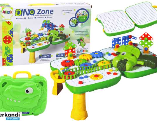Tafel Koffer DIY Set Puzzel Bouwstenen Dinosaurus Boormachine 249 stuks