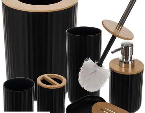 Ensemble d'accessoires de salle de bain noir Ruhhy24636