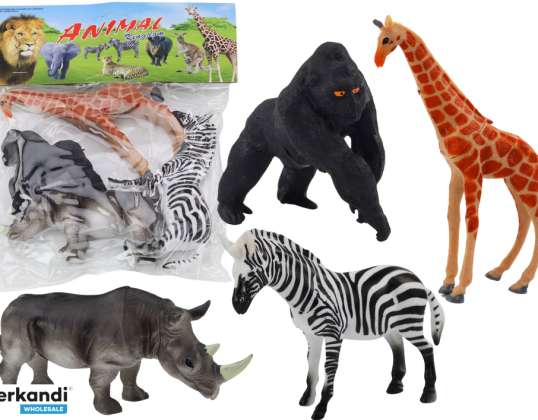 Set Afrikanische Tierfiguren 4 Stück Giraffe Gorilla