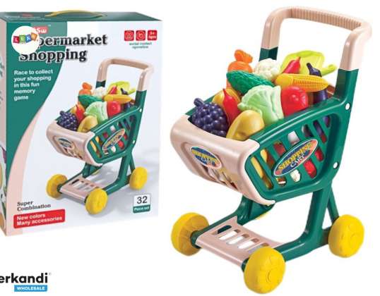 Shopping Trolley for Children Fruit and Vegetable Set Green