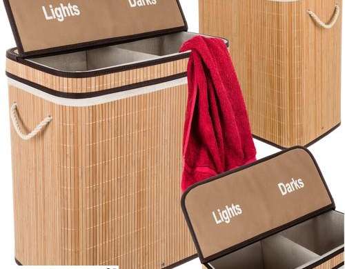 Cesta de bambú para ropa de dos compartimentos Ruhhy 24269