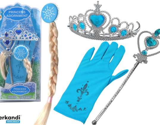 Princesa Accesorio Conjunto Varita Guante Corona Reina de las Nieves