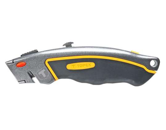 A knife with a trapezoidal blade. 6 blades. metal body