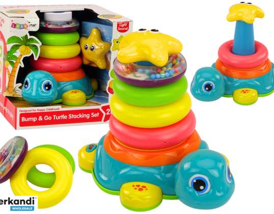 Pirámide Montar Tortuga 2 en 1 Rompecabezas Ruedas Luces Sonidos