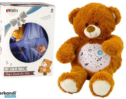 Plush Bamse Som Beroliger Lys Lyd Natt- og Dagsystem Brun