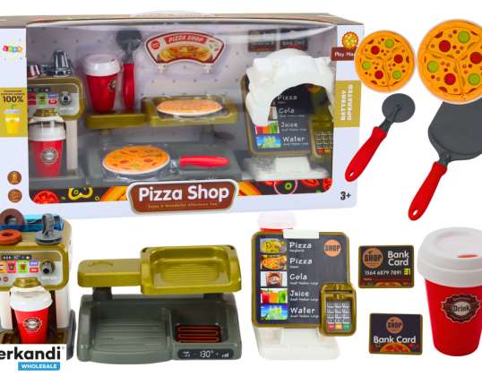 Set Geschäft Pizzaschnellkaffee Getränke Kasse