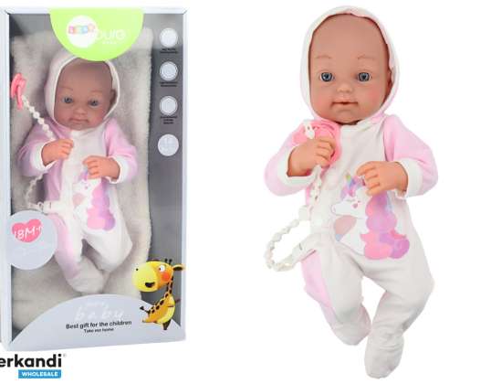 Muñeca Bebé Con Chupete Body Unicornio Manta Rosa Accesorios 35 cm